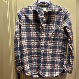 J. Crew Women's Plaid Button Down Shirt - Blue and Red